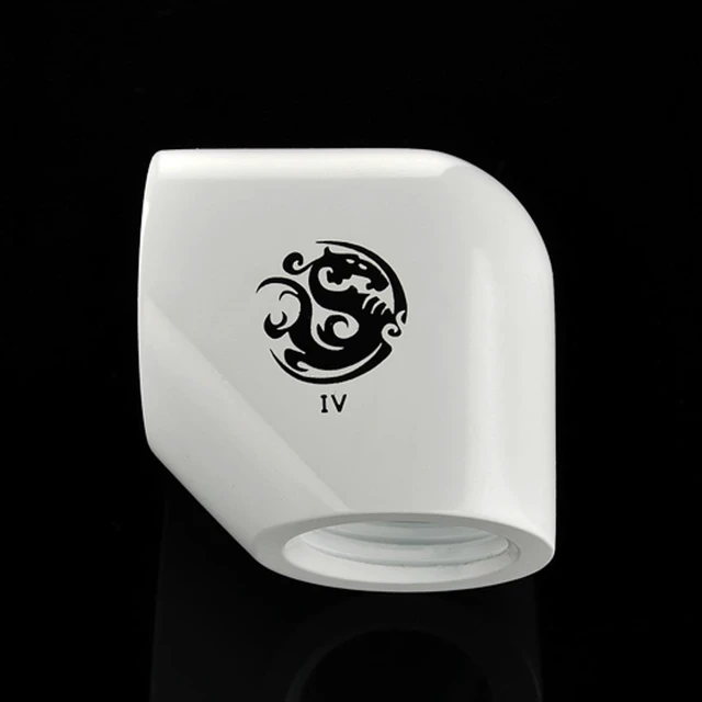 Alt view image 4 of 4 - Bitspower G1/4" Female to Female Extender Fitting, 90? Angle, Deluxe White