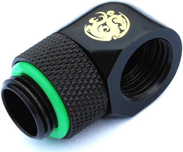 Alt view image 9 of 12 - Bitspower G1/4" Male to Female Extender Fitting, 90? Rotary, Matte Black