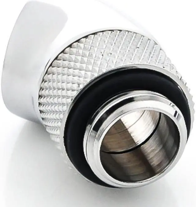Alt view image 2 of 3 - Bitspower G1/4" Male to Female Extender Fitting, 45 Degree Rotary, Silver Shining