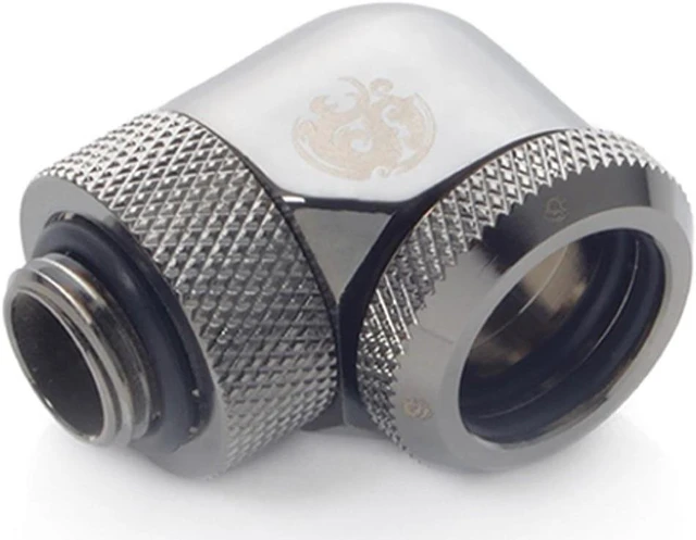 Main image of Bitspower G1/4" to Enhance Multi-Link Adapter Fitting for 16mm OD Rigid Tubing, 90? Rotary (For Use with Bitspower Rigid Tubing Only), Black Sparkle