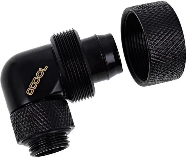 Alt view image 6 of 12 - Alphacool Eiszapfen G1/4" to 13mm ID, 19mm OD Compression Fitting for Soft Tubing, 90 Degree Rotary, Deep Black