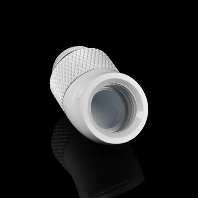 Alt view image 2 of 3 - Bitspower G1/4" Male to Female Extender Fitting, 45 Degree Rotary, Deluxe White