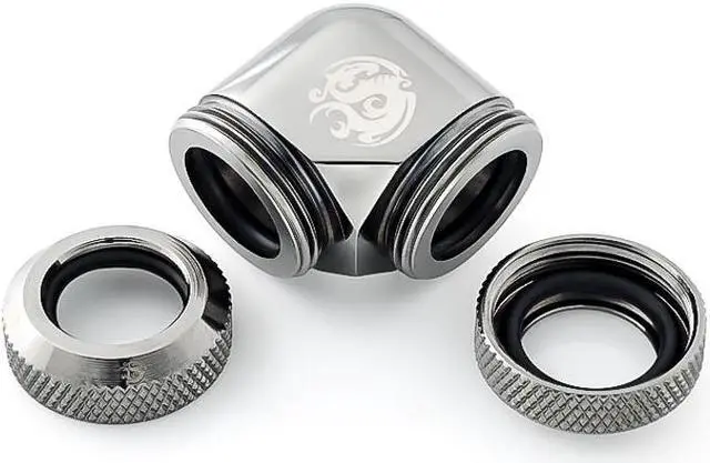 Alt view image 3 of 4 - Bitspower Dual Enhance Multi-Link Adapter Fitting for 12mm OD Rigid Tubing, 90? Angle (For Use with Bitspower Rigid Tubing Only), Black Sparkle