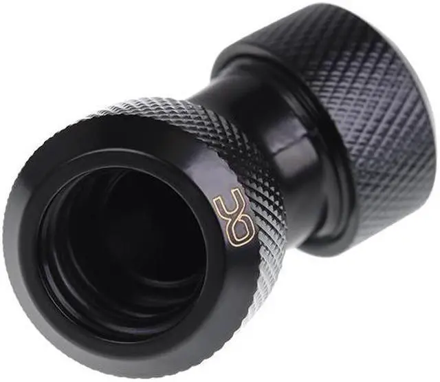 Alt view image 4 of 6 - Alphacool Eiszapfen 13mm HardTube Compression Fitting 45° L-connector for Plexi- Brass Tubes - Knurled - Deep Black (17403)