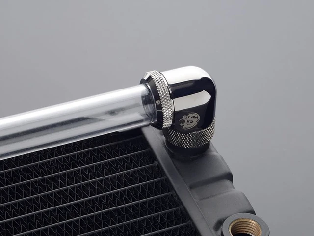 Alt view image 3 of 3 - Bitspower G1/4" to Enhance Multi-Link Adapter Fitting for 16mm OD Rigid Tubing, 90? Rotary (For Use with Bitspower Rigid Tubing Only), Black Sparkle
