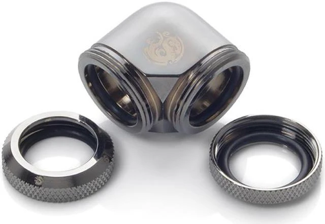 Alt view image 2 of 3 - Bitspower Dual Enhance Multi-Link Adapter Fitting for 16mm OD Rigid Tubing, 90? Angle (For Use with Bitspower Rigid Tubing Only), Black Sparkle