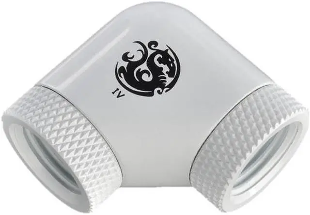 Alt view image 3 of 4 - Bitspower G1/4" Female to Female Extender Fitting, 90 Degree Dual Rotary, Deluxe White