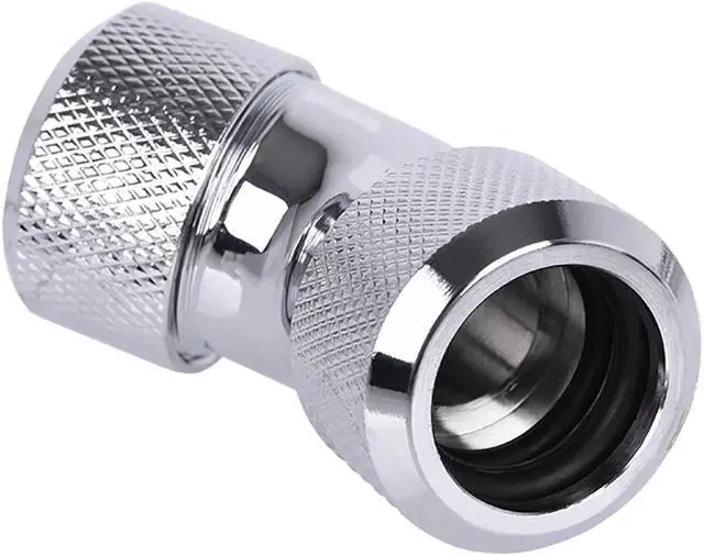 Alt view image 2 of 4 - Alphacool Eiszapfen 16mm HardTube Compression Fitting 45° L-connector - Knurled - Chrome (17404)