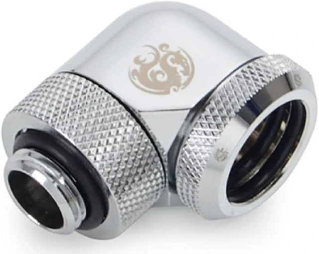 Main image of Bitspower G1/4" to Enhance Multi-Link Adapter Fitting for 16mm OD Rigid Tubing, 90 Degree Rotary, Silver Shining