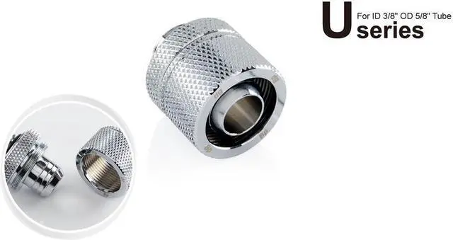 Alt view image 2 of 5 - Bitspower G1/4" to 3/8" ID, OD 5/8" OD Compression Fitting for Soft Tubing, CC3 Ultimate, Silver Shining