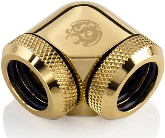 Main image of Bitspower Dual Enhance Multi-Link Adapter Fitting for 14mm OD Rigid Tubing, 90? Angle (For Use with Bitspower Rigid Tubing Only), True Brass