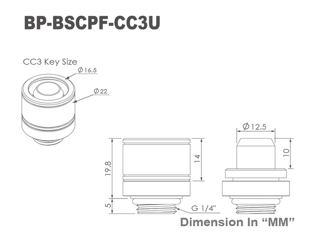 Alt view image 3 of 3 - Bitspower G1/4" to 3/8" ID, OD 5/8" OD Compression Fitting for Soft Tubing, CC3 Ultimate, Black Sparkle