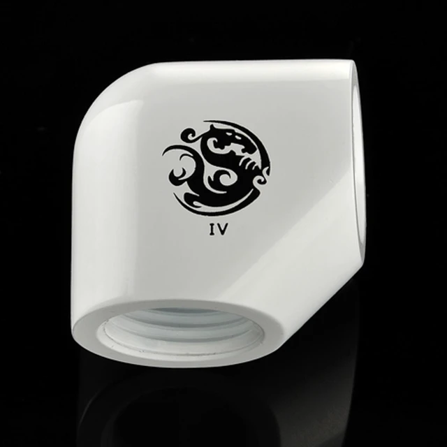 Alt view image 3 of 4 - Bitspower G1/4" Female to Female Extender Fitting, 90? Angle, Deluxe White