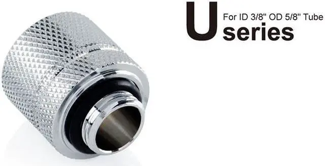 Alt view image 3 of 5 - Bitspower G1/4" to 3/8" ID, OD 5/8" OD Compression Fitting for Soft Tubing, CC3 Ultimate, Silver Shining