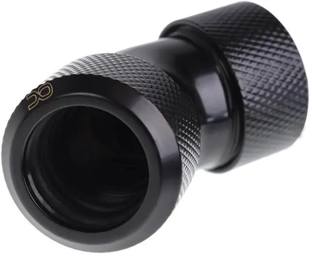 Alt view image 4 of 7 - Alphacool Eiszapfen 16mm HardTube Compression Fitting 45° L-connector for Plexi- Brass Tubes - Knurled - Deep Black (17405)