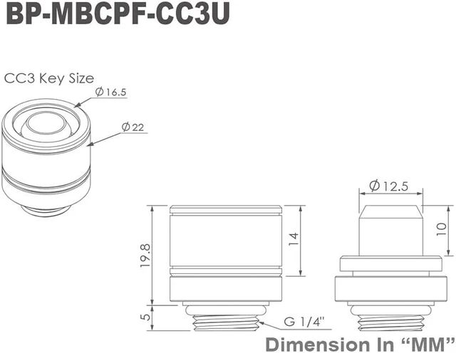 Alt view image 4 of 4 - Bitspower G1/4" to 3/8" ID, OD 5/8" OD Compression Fitting for Soft Tubing, CC3 Ultimate, Matte Black