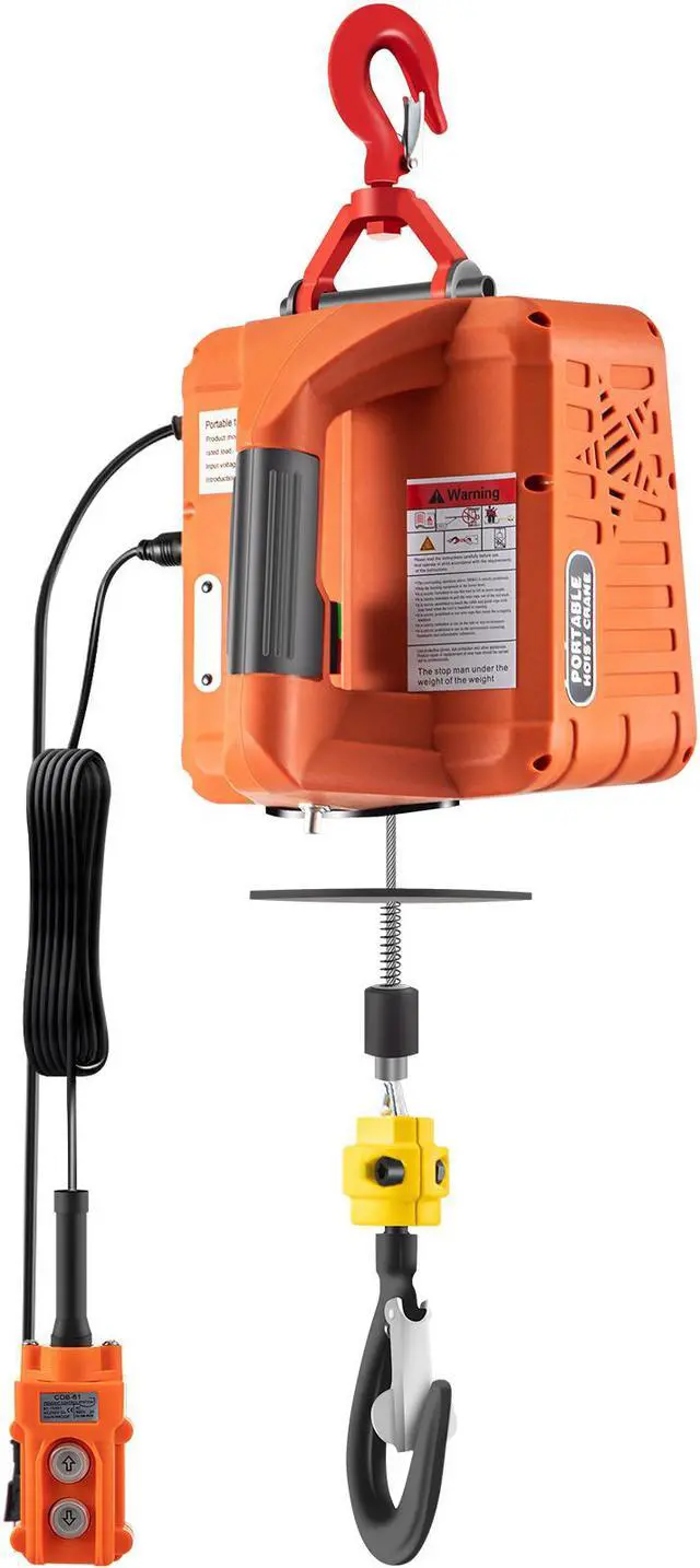 Alt view image 4 of 8 - VEVOR 3-in-1 Electric Hoist Winch Portable Crane 1100lbs 25ft w/ Remote Control