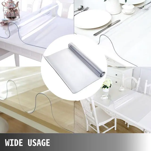 Alt view image 4 of 14 - VEVOR Mophorn 100 x 45 Inch Crystal Clear Table Protector Clear PVC Table Top Protector 1.5mm Thick Table Cover Rectangular Table Pads for Dining Room Table/Desk