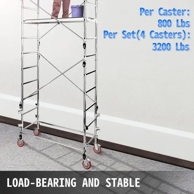 Alt view image 3 of 9 - VEVOR Geindus Set Of 4 Scaffolding Casters Polyurethane 600LBS Scaffolding Wheels Scaffold Caster Wheel On Iron With Brake Lock