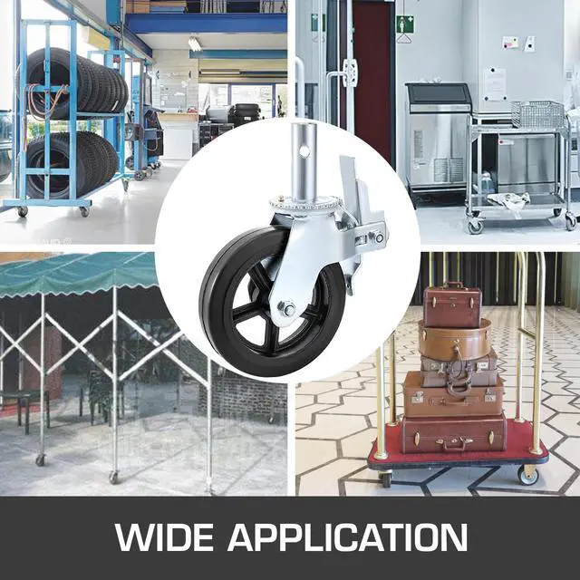 Alt view image 4 of 10 - VEVOR BestEquip 4 Pack Scaffolding Caster Wheels 8 x 2 Inch with Dual Locking Rubber Swivel Caster 360 Degrees Heavy Duty Casters 1100LBS Capacity per Wheel