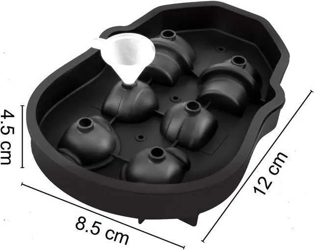 Alt view image 7 of 9 - VEVOR Skull Ice Cube Tray Ice Ball Maker 6-Grid Black Silicone Tray for Beverage