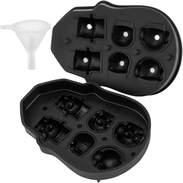 Alt view image 5 of 9 - VEVOR Skull Ice Cube Tray Ice Ball Maker 6-Grid Black Silicone Tray for Beverage