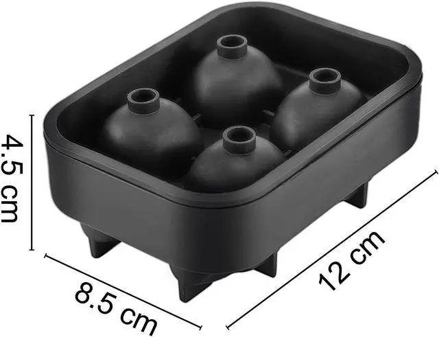 Alt view image 6 of 15 - VEVOR Skull Ice Cube Tray, 4-Grid Skull Ice Ball Maker, Flexible Black Silicone Ice Tray with Lid & Funnel, Funny Skull Ice Cubes 1.6"x1.8" Each for Beverage, Chocolate, etc. on Parties & Holidays