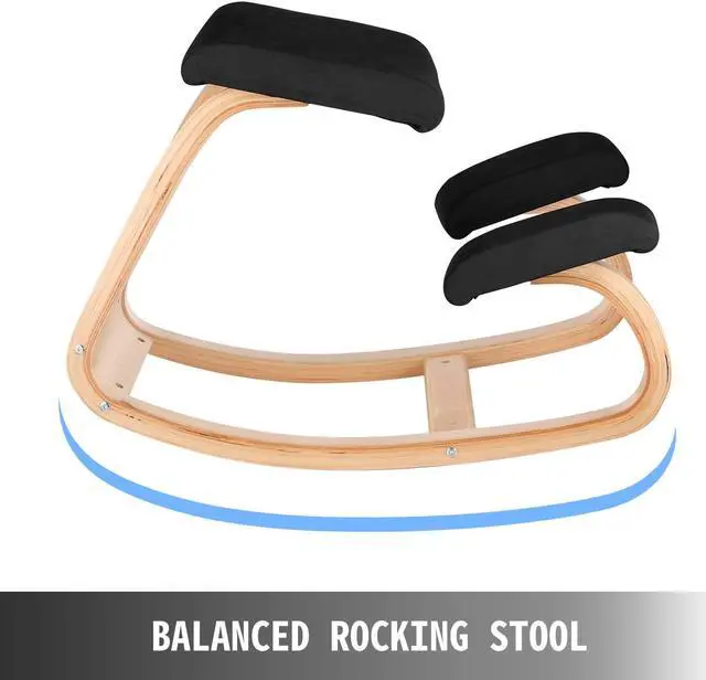 Alt view image 6 of 10 - VEVOR Wooden Ergonomic Kneeling Chair Memory Seat Cushion Relieving Stress Body Shaping Black