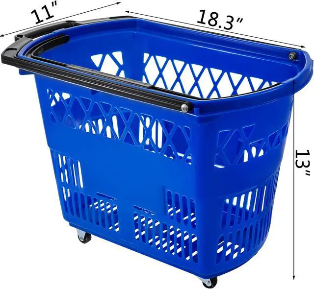 Alt view image 5 of 17 - VEVOR 6 PCS Shopping Carts Large Basket Blue Shopping Basket with Handle Portable and Durable Shopping Baskets for Retail Store (21 X 14 X 13 inch-6, Blue)