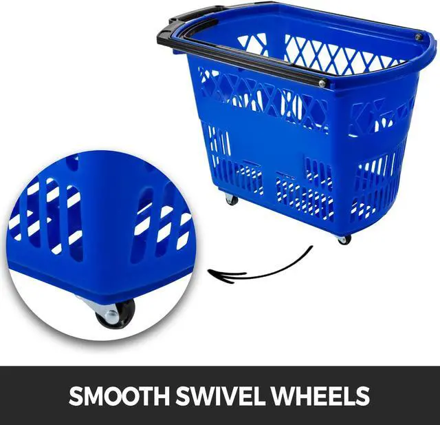 Alt view image 2 of 17 - VEVOR 6 PCS Shopping Carts Large Basket Blue Shopping Basket with Handle Portable and Durable Shopping Baskets for Retail Store (21 X 14 X 13 inch-6, Blue)