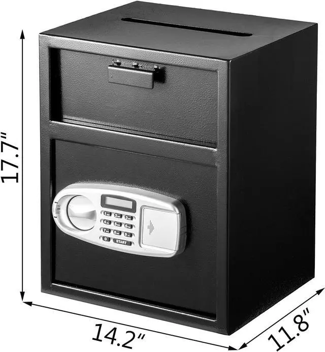 Alt view image 7 of 10 - VEVOR Digital Depository Safe Made of Carbon Steel Deposit Safe Electronic Code Lock Depository Safe with Deposit Slot Restaurant Safe with Two Emergency Keys Depository Box for Home Hotel and Office