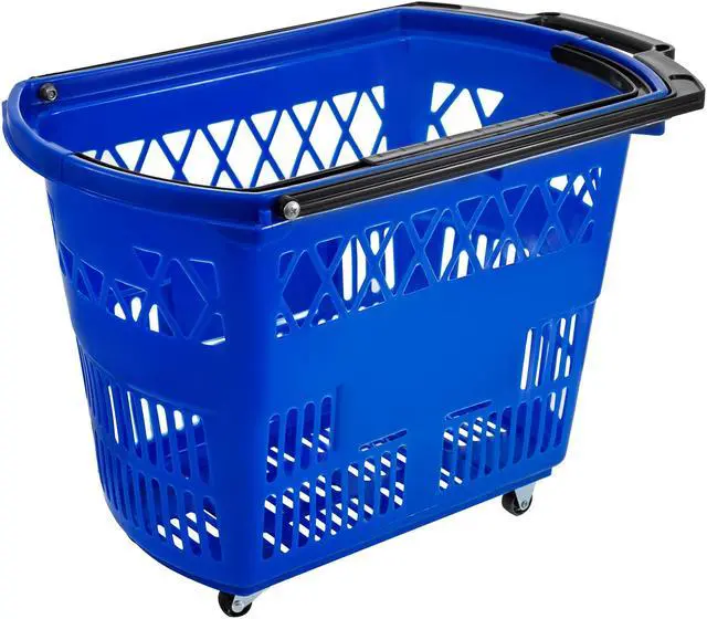 Alt view image 7 of 17 - VEVOR 6 PCS Shopping Carts Large Basket Blue Shopping Basket with Handle Portable and Durable Shopping Baskets for Retail Store (21 X 14 X 13 inch-6, Blue)