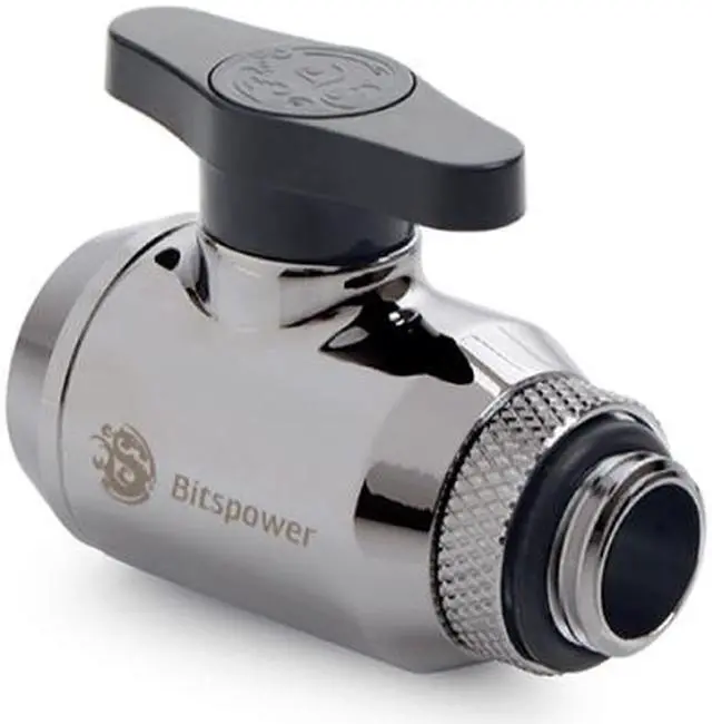 Alt view image 5 of 7 - Bitspower Mini Valve with Rotary G1/4" Extender and Inner G1/4" port, Black Sparkle