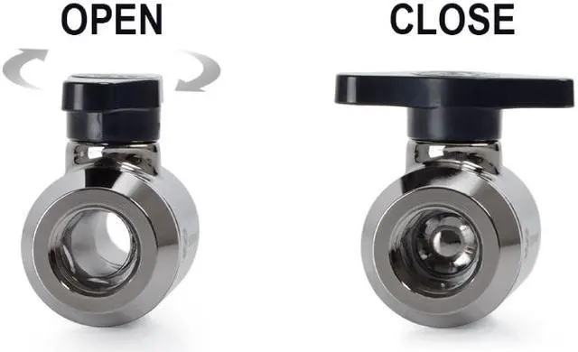 Alt view image 6 of 7 - Bitspower Mini Valve with Rotary G1/4" Extender and Inner G1/4" port, Black Sparkle