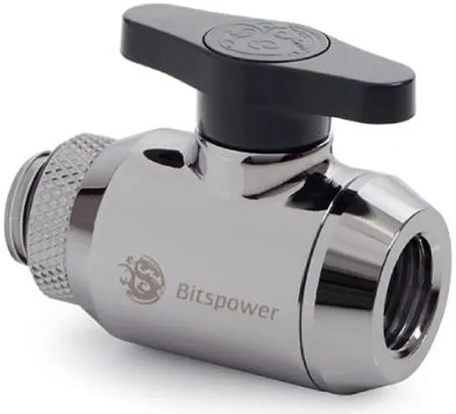 Alt view image 4 of 7 - Bitspower Mini Valve with Rotary G1/4" Extender and Inner G1/4" port, Black Sparkle