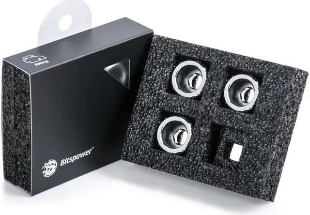 Alt view image 4 of 4 - Bitspower G1/4" Advanced Multi-Link Fitting, for 16mm OD Rigid Tubing, Silver Shining, 4-pack
