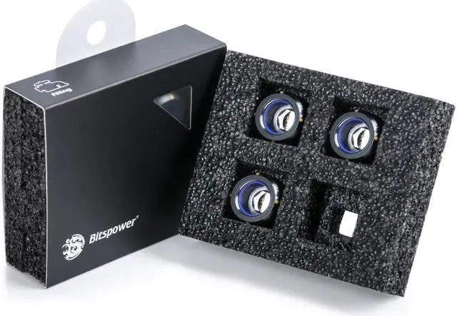 Alt view image 4 of 4 - Bitspower G1/4" Advanced Multi-Link Fitting, for 14mm OD Rigid Tubing, Matte Black, 4-pack