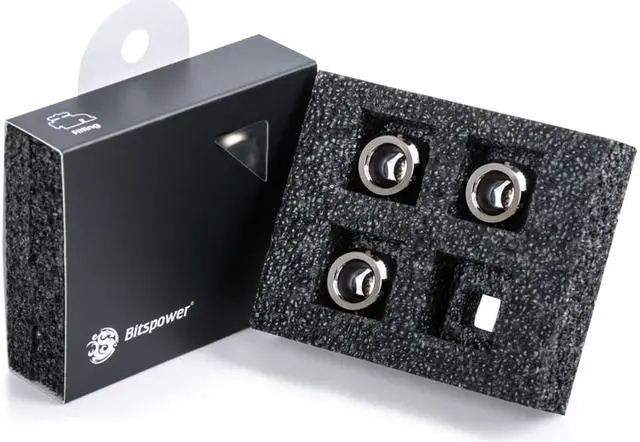 Alt view image 4 of 4 - Bitspower G1/4" Advanced Multi-Link Fitting, for 12mm OD Rigid Tubing, Black Sparkle, 4-pack