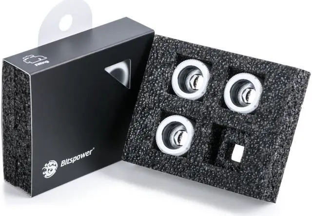 Alt view image 4 of 4 - Bitspower G1/4" Advanced Multi-Link Fitting, for 16mm OD Rigid Tubing, Deluxe White, 4-pack