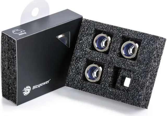 Alt view image 4 of 4 - Bitspower G1/4" Advanced Multi-Link Fitting, for 14mm OD Rigid Tubing, Black Sparkle, 4-pack