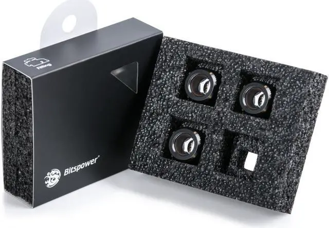Alt view image 4 of 4 - Bitspower G1/4" Advanced Multi-Link Fitting, for 12mm OD Rigid Tubing, Matte Black, 4-pack