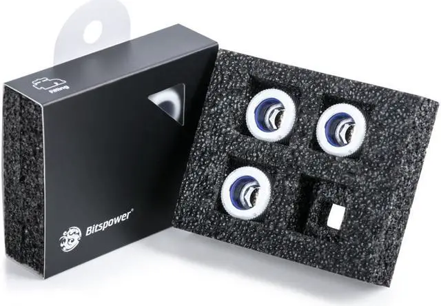 Alt view image 4 of 4 - Bitspower G1/4" Advanced Multi-Link Fitting, for 14mm OD Rigid Tubing, Deluxe White, 4-pack