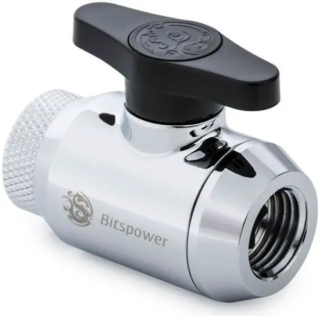Alt view image 4 of 4 - Bitspower Mini Valve with Rotary Inner G1/4" port and Inner G1/4" port, Silver Shining