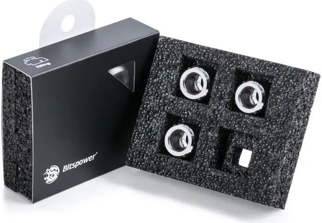 Alt view image 4 of 4 - Bitspower G1/4" Advanced Multi-Link Fitting, for 12mm OD Rigid Tubing, Silver Shining, 4-pack