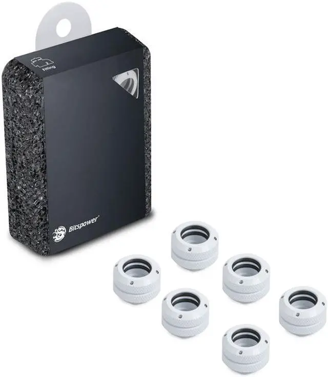 Alt view image 2 of 2 - Bitspower G1/4" to Enhance Multi-Link Fitting for 12mm OD Rigid Tubing, Deluxe White, 6-pack
