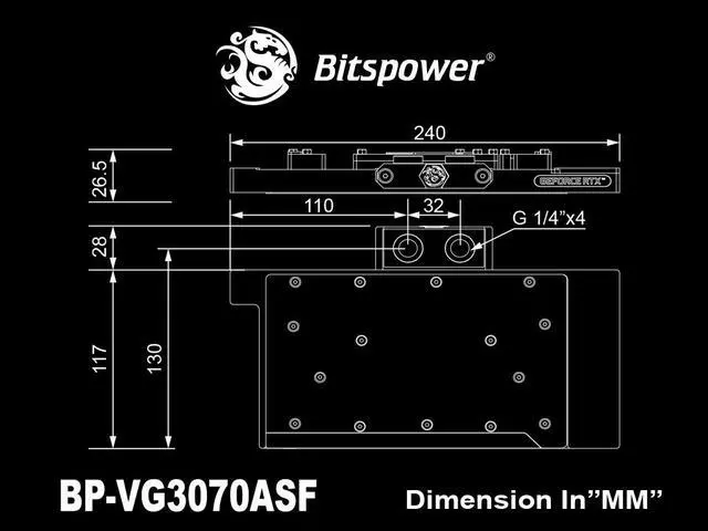 Alt view image 5 of 6 - Bitspower Classic VGA Water Block for ASUS TUF Gaming GeForce RTX 3070