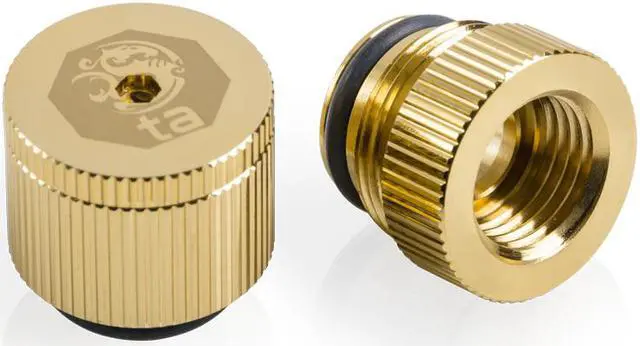 Alt view image 4 of 5 - Bitspower Touchaqua Water-exhaust Fitting V2, True Brass, 2-pack--BPTA-EFW-V2-TB