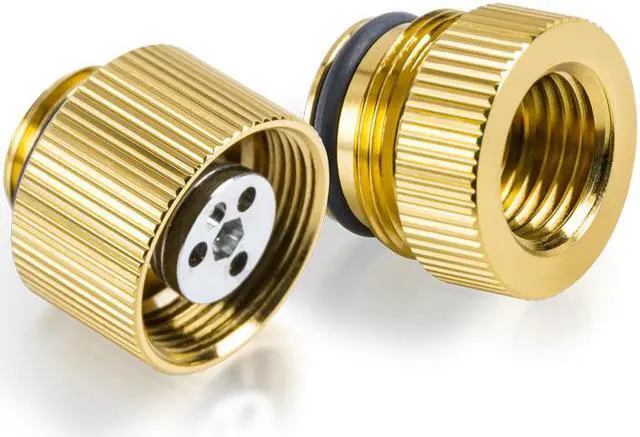 Alt view image 5 of 5 - Bitspower Touchaqua Water-exhaust Fitting V2, True Brass, 2-pack--BPTA-EFW-V2-TB