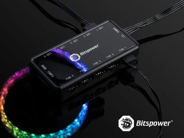 Alt view image 6 of 6 - Bitspower Touchaqua Fan and Digital RGB Controller with RF Remote