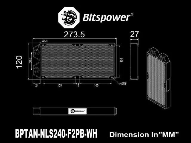 Alt view image 3 of 4 - Bitspower 240S Radiator (White)
